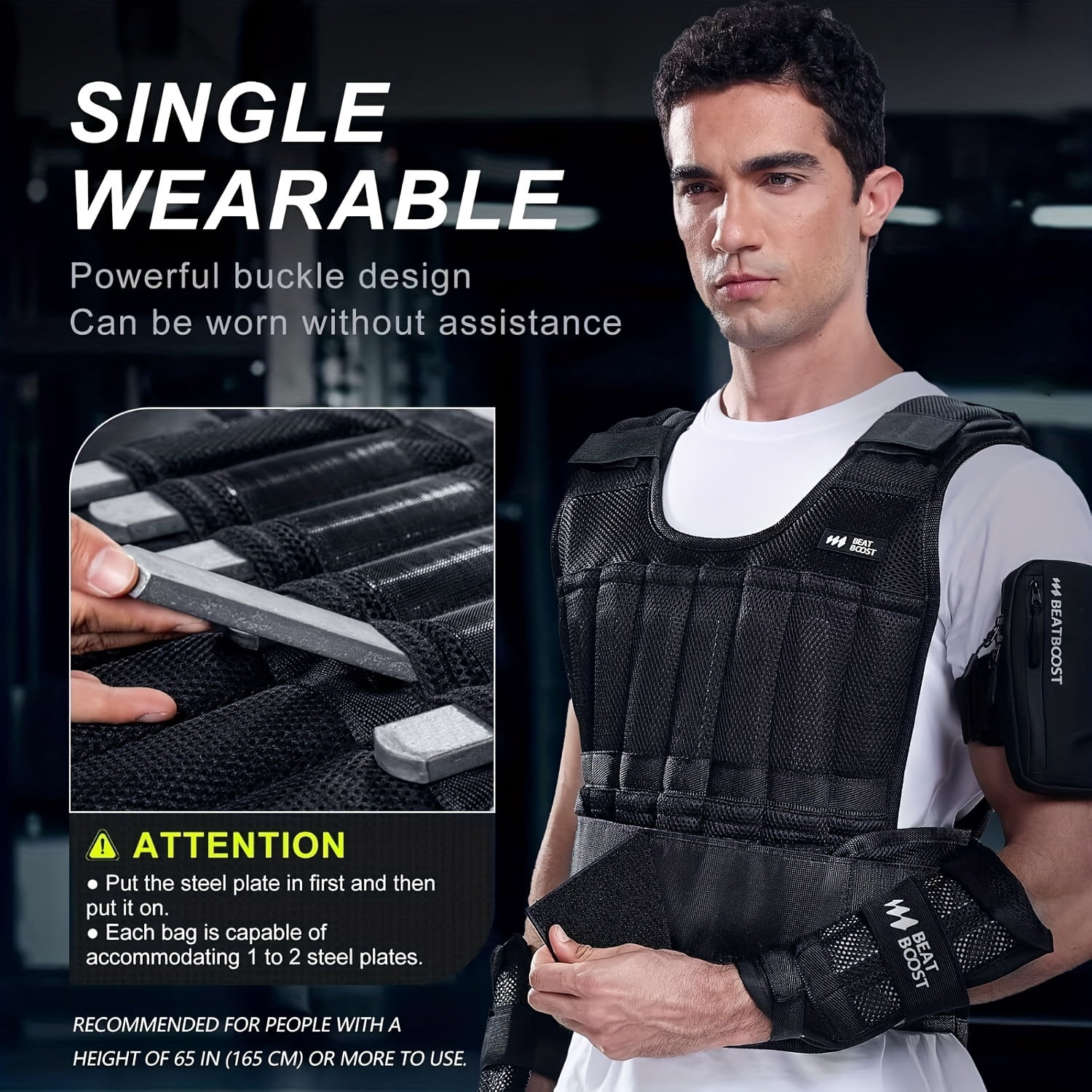 Weighted Vest Men 30lb Adjustable with Steel Plates Weights for Walking Strength Training Running Workout Trainers Fitness