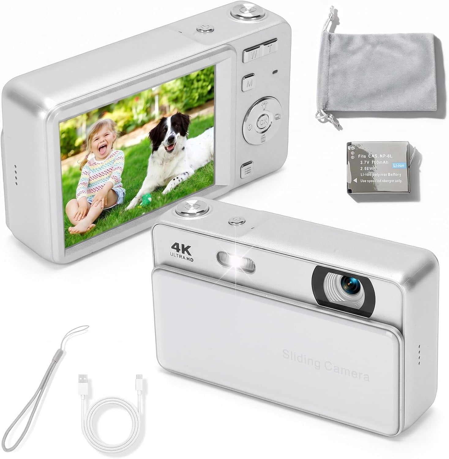 BingoYo Digital Camera, 64MP HD Autofocus 4K Retro Sliding Camera