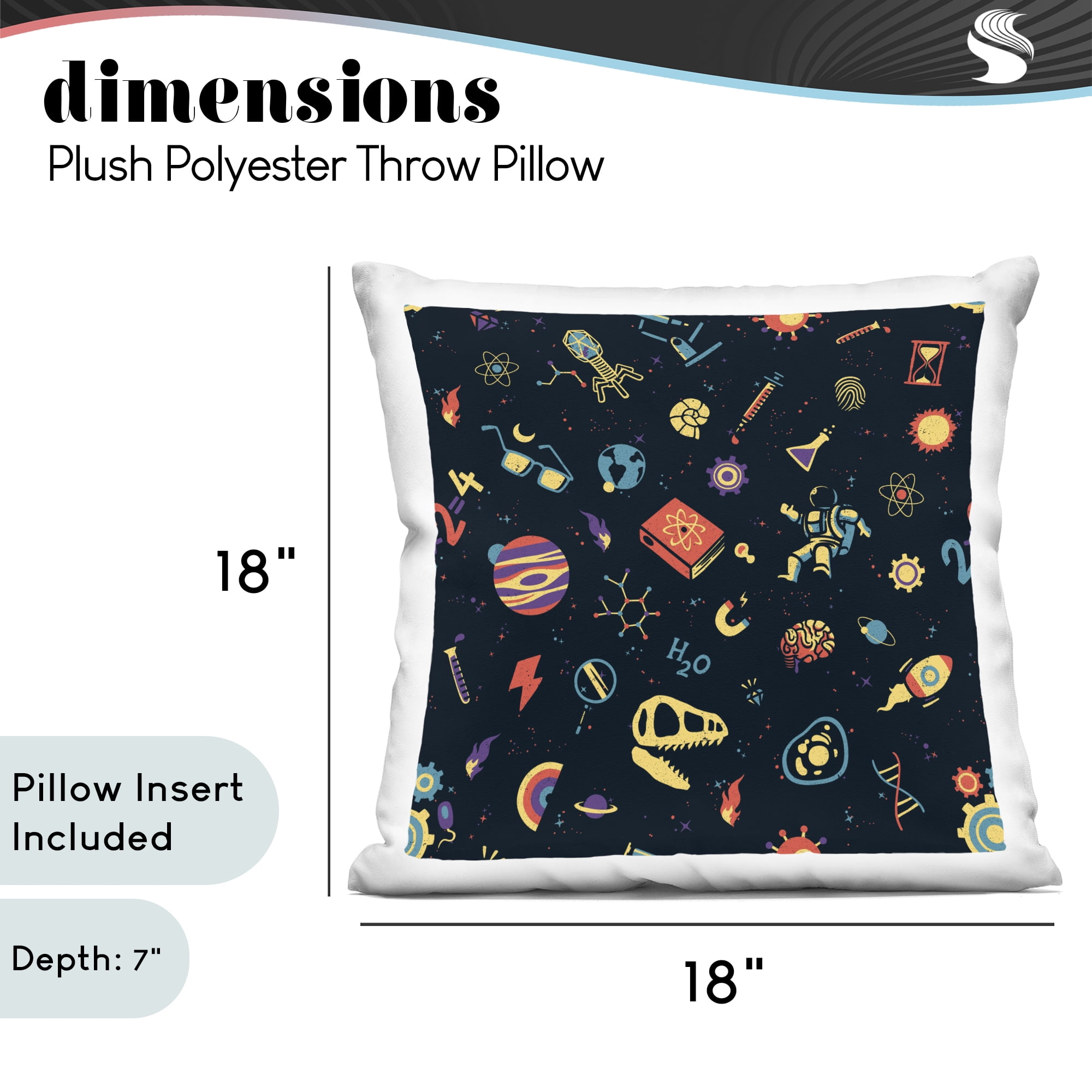 Stupell Industries Retro Science Pattern Decorative Printed Throw Pillow, design by Tobe Fonseca, 18 x 7 x 18