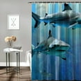 thumbnail image 2 of Fenyluxe 3D Shark Shower Curtain, Funny Kids Ocean Animal Fish, Blue Fantasy Underwater World, Polyester Fabric Bathroom Decor 36x72, 2 of 7