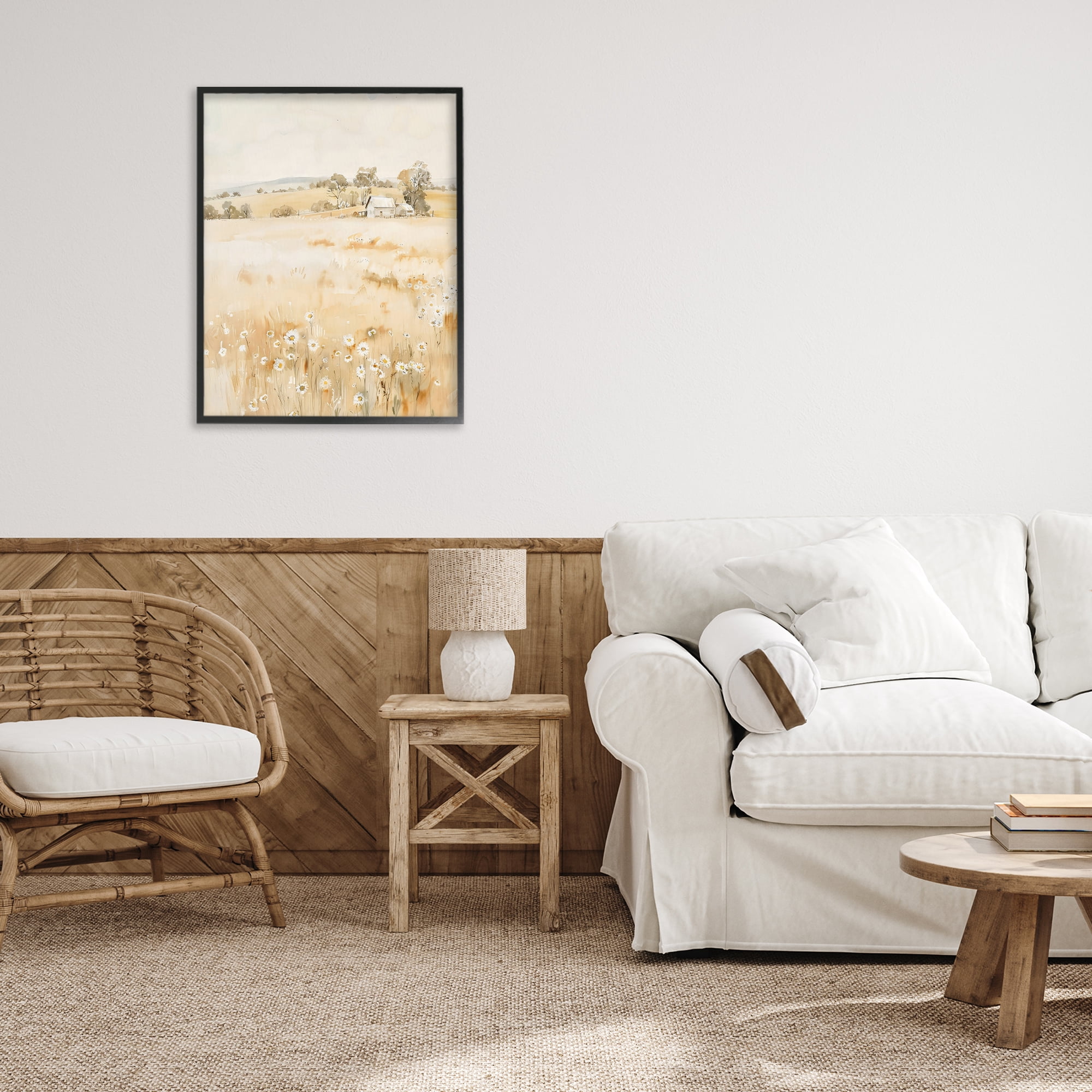 Stupell Industries Farm Country Meadow with Daisies Black Framed Giclee Art, design by Creative Studio