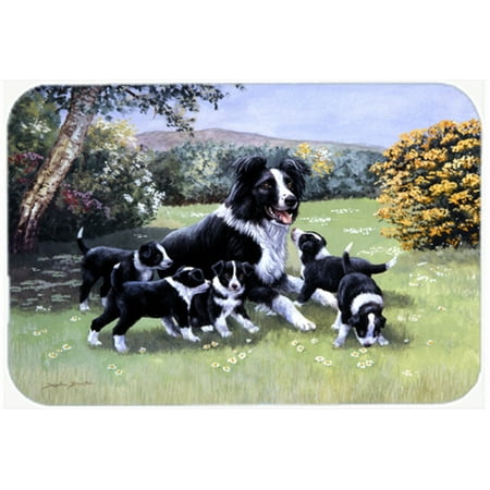 Border Collie Puppies with Momma Glass Cutting Board