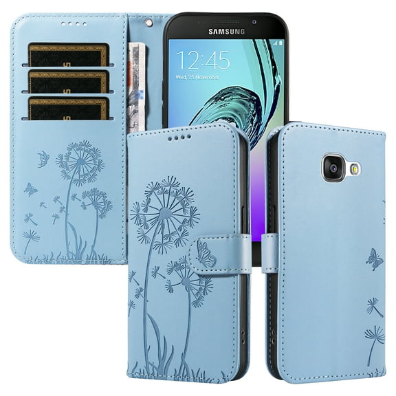 Flip Phone Case for Samsung Galaxy A5 2016, Card Holder and Kickstand, Shockproof and Scratch Resistant, Sky Blue