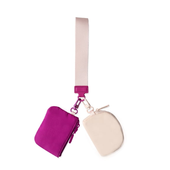 1 pc Mom Memory Mini Zipper Wristlet Wallet For Women With Dual Pockets, Portable Keychain Coin Purse (rose red)