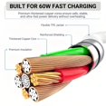 thumbnail image 3 of Cable USB-C TZBAY, paquete de 4, 2 de 2 m y 2 de 3 m, carga rápida de 60 W, 3 of 7