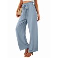 thumbnail image 2 of Women'S Wide Leg Pants with Pockets High Waist Adjustable Knot Loose Casual Trousers Business Work Pants Light Blue M, 2 of 6