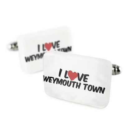 Cufflinks I Love Weymouth TownPorcelain Ceramic NEONBLOND