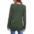 thumbnail image 3 of miqiqism Great discounts！Shirts for Women Tunic Pullover Tops Casual Long Sleeve Crewneck Loose Blouse Knitwear Fall Winter,X#03_Army Green,X-Large, 3 of 5