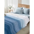 thumbnail image 4 of Haze Blue White Ombre Twim XL Size Flat Sheet, Wrinkleproof & Fadeproof Cooling Flat Bed Sheet Only, Vintage Gradient Striped Aesthetics Breathable Soft Bedding Top Sheets 66 x 102 Inches, 4 of 8