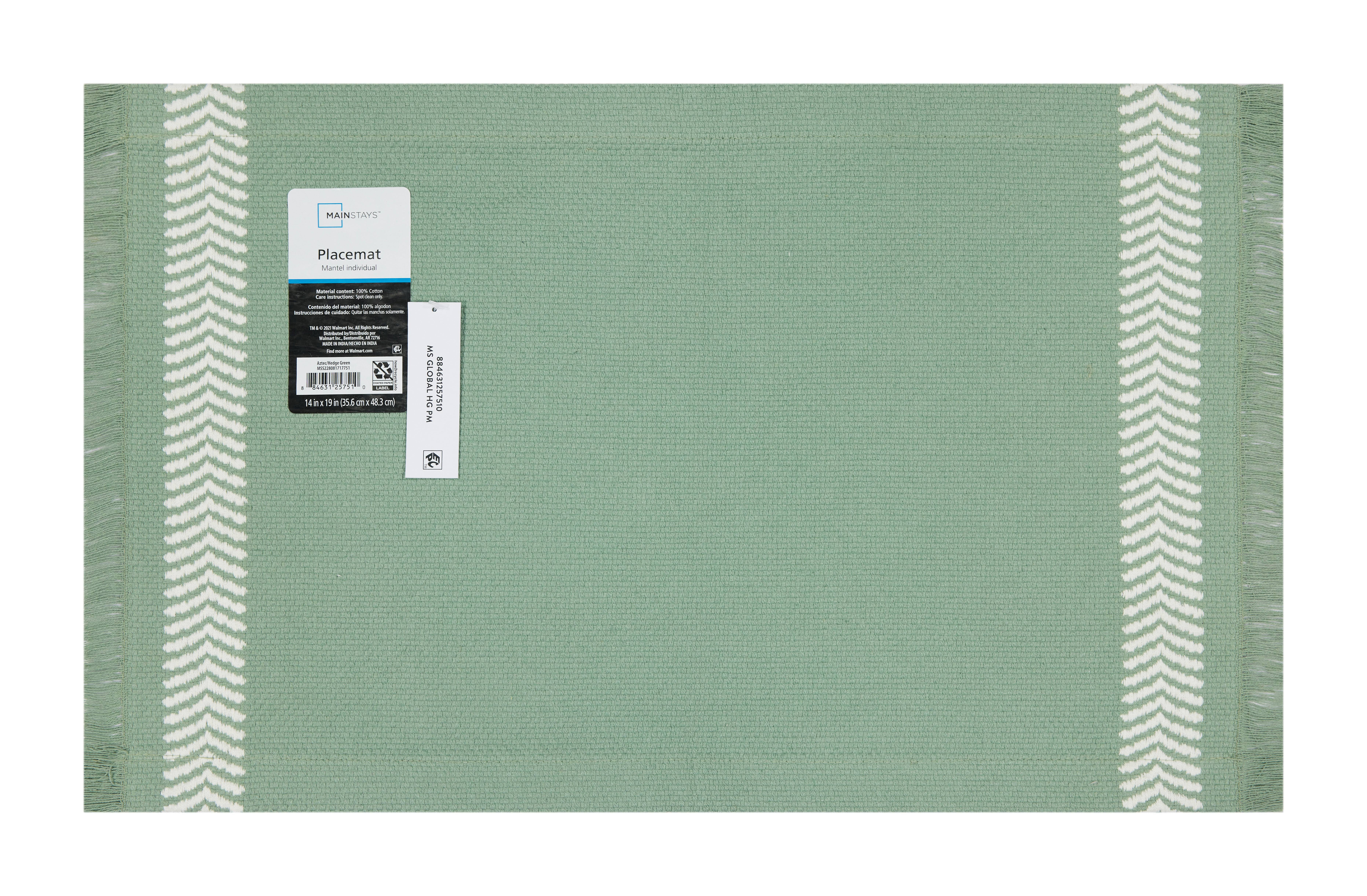 Mainstays Global Woven Cotton Placemat, Hedge Green, 14 in x 19 in, 1 Piece