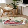 thumbnail image 5 of Beige Christmas Round Area Rug 3 FT,Small Kitchen Bathroom Mat,Red Truck Plaid Snowman Xmas Tree Ball Washable Indoor Outdoor Throw Runner Carpet Non-Shedding Doormat for Table Shower Sofa Entryway, 5 of 9