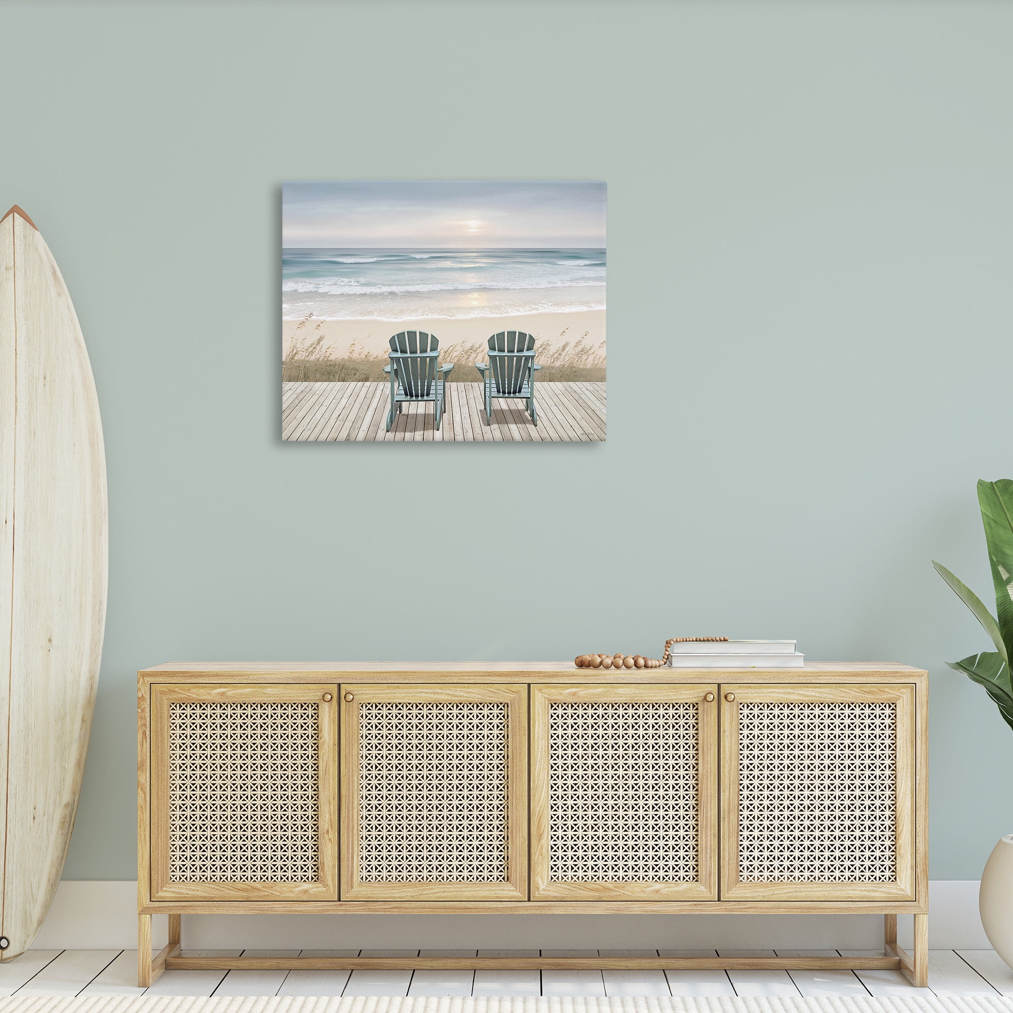 Stupell Industries Chairs with Beach Sunrise Landscape Painting Gallery Wrapped Canvas Art Print Wall Art, 40 x 30