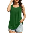 thumbnail image 5 of Fantaslook Tank Tops for Women Pleated Square Neck Sleeveless Summer Tops Curved Hem Flowy Shirts, 5 of 10