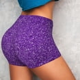 thumbnail image 4 of Daiia Glitter Purple Pattern Women's Workout Shorts Biker Shorts - High Waisted Workout Spandex Tummy Control Gym Running Yoga Shorts-Medium, 4 of 8