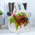 thumbnail image 4 of Animal Soft Flannel Fleece Blanket, Alaska Wild Animals Bears Wolfs Eagles Deers in Abstract Colored Shadow Like Print, Cozy Plush for Indoor and Outdoor Use, 50" x 60", Multicolor, by Ambesonne, 4 of 5