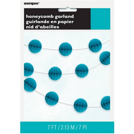 Tissue Paper Wreaths - Tissue Paper Honeycomb Ball Garland, 7 ft, Teal, 1ct