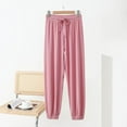 thumbnail image 4 of Lenpel Pajama Pants for Women Soft Casual Elastic Waist Drawstring Tapered Leg Lounge Pants Sleepwear Pj Bottoms(Pink,XX-Large), 4 of 5
