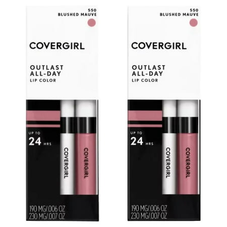 (2-Pack) Covergirl Outlast All-Day Lip Color Liquid Lipstick and Moisturizing Topcoat, Longwear, BLUSHED MAUVE