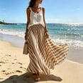 thumbnail image 4 of JGGSPWM Womens Elegant Striped Pleated Flowy Maxi Skirt High Elastic Waist Long Skirts, Soft Loose Fit Vacation Daily Wear for Spring Summer Yellow XL, 4 of 7