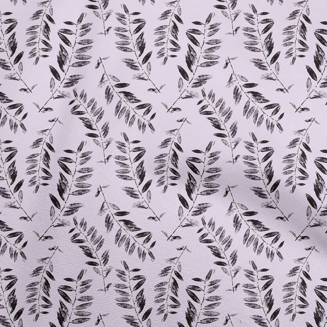 oneOone Polyester Lycra Light Purple Fabric Leaves Craft Projects Decor Fabric Printed By The Yard 56 Inch Wide
