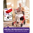 thumbnail image 3 of KEKOY Rollator Walker with Seat for Seniors, Walkers for Seniors with Seat, 400 lbs, K-Frame Reinforced, Hidden Brake Cables, 10" TPR All-Terrain Wheels, 8-Level Adjustable Height, Foldable, Red, 3 of 10