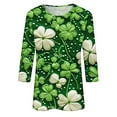 thumbnail image 5 of St.Patrick's Day Shirts For Women Shamrock Heart Graphic Tees St Patty'S Lucky T Shirt Irish Round Neck 3/4 Sleeve Tops Green S, 5 of 5