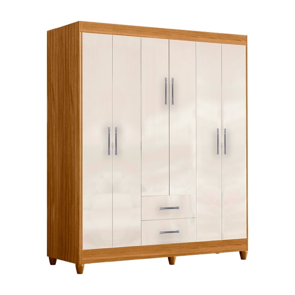 Ropero Vasco 9530 Color Blanco Madera 6 Puertas 2 Cajones