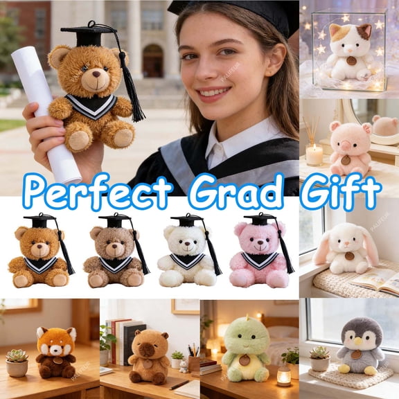Graduation Gifts Stuffed Animals Plush Toys Cute Stuffed Animal Graduation Decorations Gifts for Her Birthday Gifts Table Doll Desktop Decor Claw Machine Prize Party Favor for Kids Room by PALIFEUR