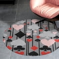 thumbnail image 4 of CASINO NIGHT'S CARD SUITES STRIPES GREY ART Round Carpet Circle Rug Outdoor Patio Area Rug Washable Large Area Rugs Hallway Room Decor Fitness Mats, 4 of 8