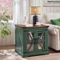 thumbnail image 4 of Joaxswe Farmhouse End Table Set of 2 for Living Room, Rustic Square Side table with Adjustable Shelf, Wood Nightstand for Bedroom, Olive Green, 4 of 7