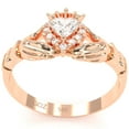 thumbnail image 5 of Claddagh White Topaz Diamond Ring In Solid 14k Rose Gold, 5 of 6