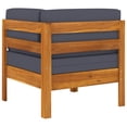thumbnail image 6 of vidaXL Wooden Lounge Acacia Wood Outdoor Corner Sofa with Dark Grey Cushions Durable, 6 of 8