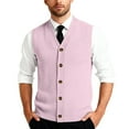 thumbnail image 2 of Mens Button Down Sweater Vest 2026 Lightweight Knitted V Neck Sleeveless Cardigan Solid Casual Knitwear Dressy Fall Winter Pink 4XL, 2 of 7