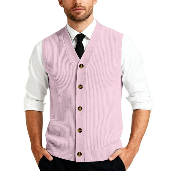 Mens Plain Sweater Vests V Neck Sleeveless Cardigan Vest Knitwear