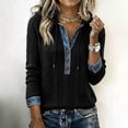 thumbnail image 2 of Collared Shirts for Women with Buttons Denim Patchwork Pullover Patchwork Sweatshirt Casual Jean Tops Blouses Casual Lightweight Plus Size Vintage Knit Tops, 2 of 5