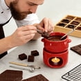 thumbnail image 4 of Ceramic Chocolate Fondue Pot Set Heatproof Melting Bowl Burners For Ice Cream Cheese Dessert Home Kitchen Includes Forks, 4 of 6