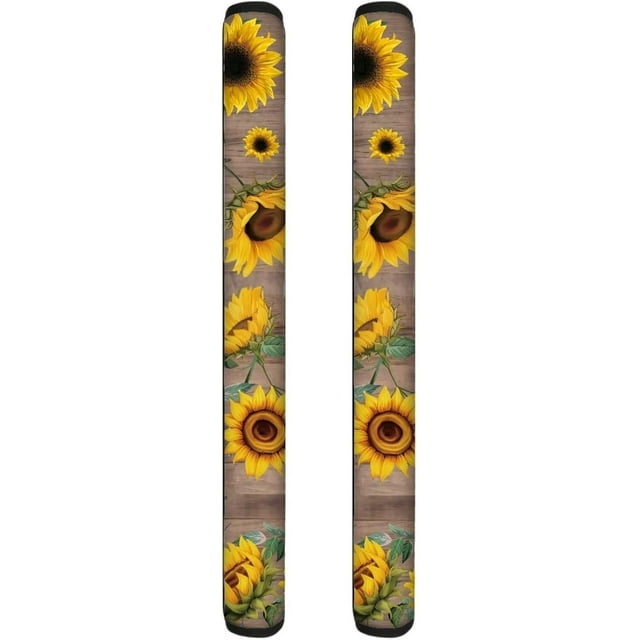 NETILGEN Refrigerator Door Handle Covers 2 Pieces, Kitchen Appliance Armrest Decoration Mat Non-Slip for Fridge Dishwasher Microwave Home Kitchen Decoration, Sunflower Wood Grain