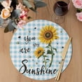 thumbnail image 3 of Sunflower Round 13 Inch Placemats Set of 2, Blue Plaid Farmhouse You Are My Sunshine HeatResistant Non Slip Place Mats for Dining Table, Wipeable Braided Kitchen Table Mats for Housewarming, 3 of 9
