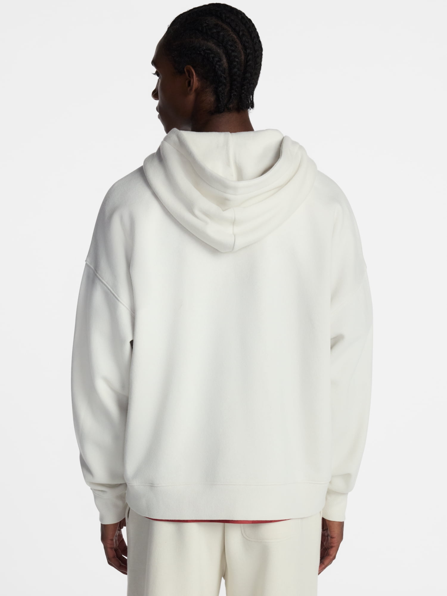 No Boundaries Boxy Oversized Fit Fleece Zip Hoodie Sweatshirt with Long Sleeves, Men's XS-4XLT