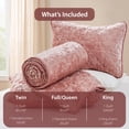 thumbnail image 6 of Regency Heights Velvet Quilt Set, 3-Piece Quilted Coverlet Bedding Set with Matching Shams, Soft All Season Bedspread, Full/Queen, Blush, 6 of 9