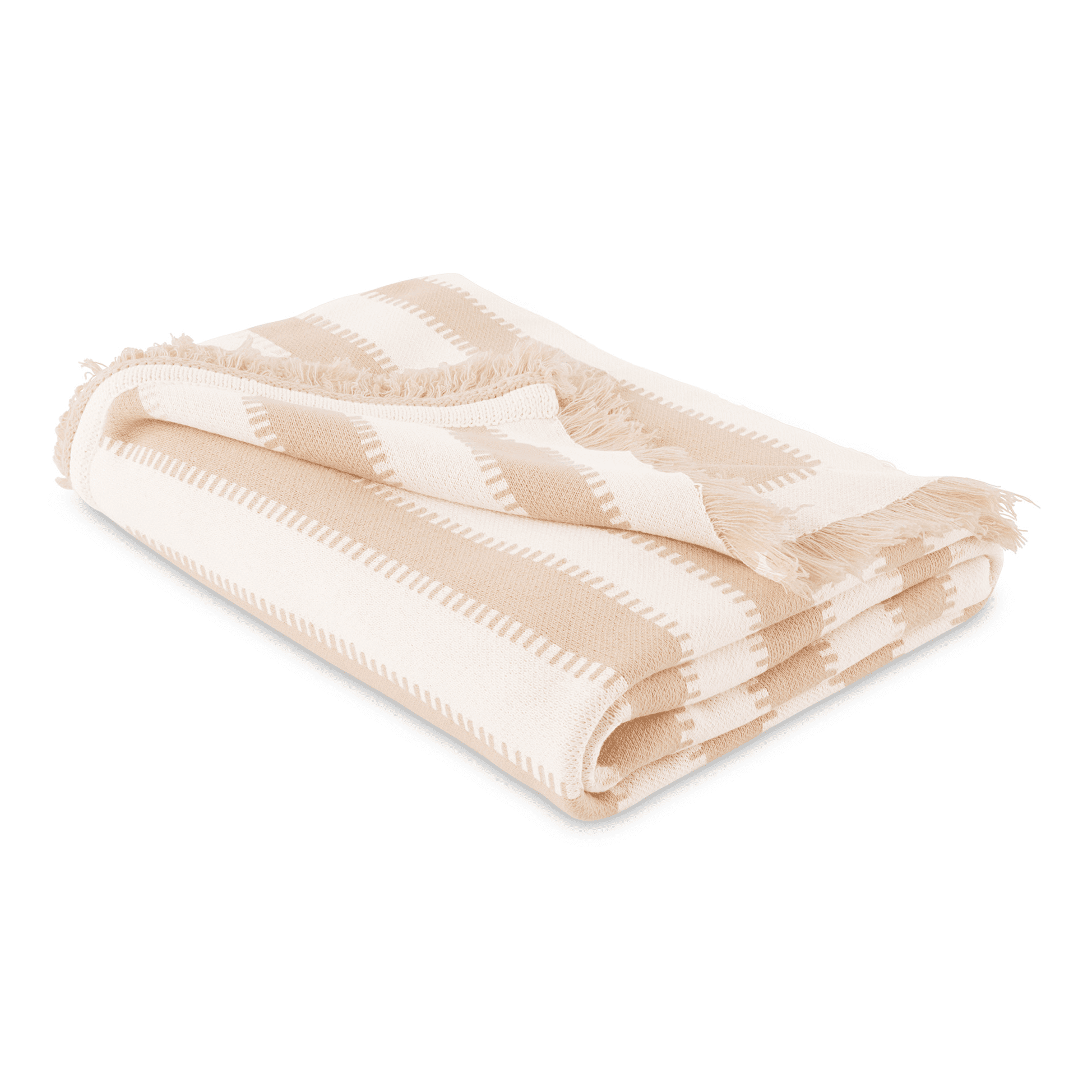 Mainstays by Becky G. & Alejandra Tapestry Knit Throw, Beige Stripe, 50" x 60"