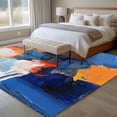 thumbnail image 4 of 8'x10' Area Rugs, Orange Blue Indoor Outdoor Area Rug for Living Room Bedroom, Modern Abstract Geometric Oil Painted Washable Bathroom Rugs Kitchen Floor Carpet Mats Home Decor Aesthetic, 4 of 8