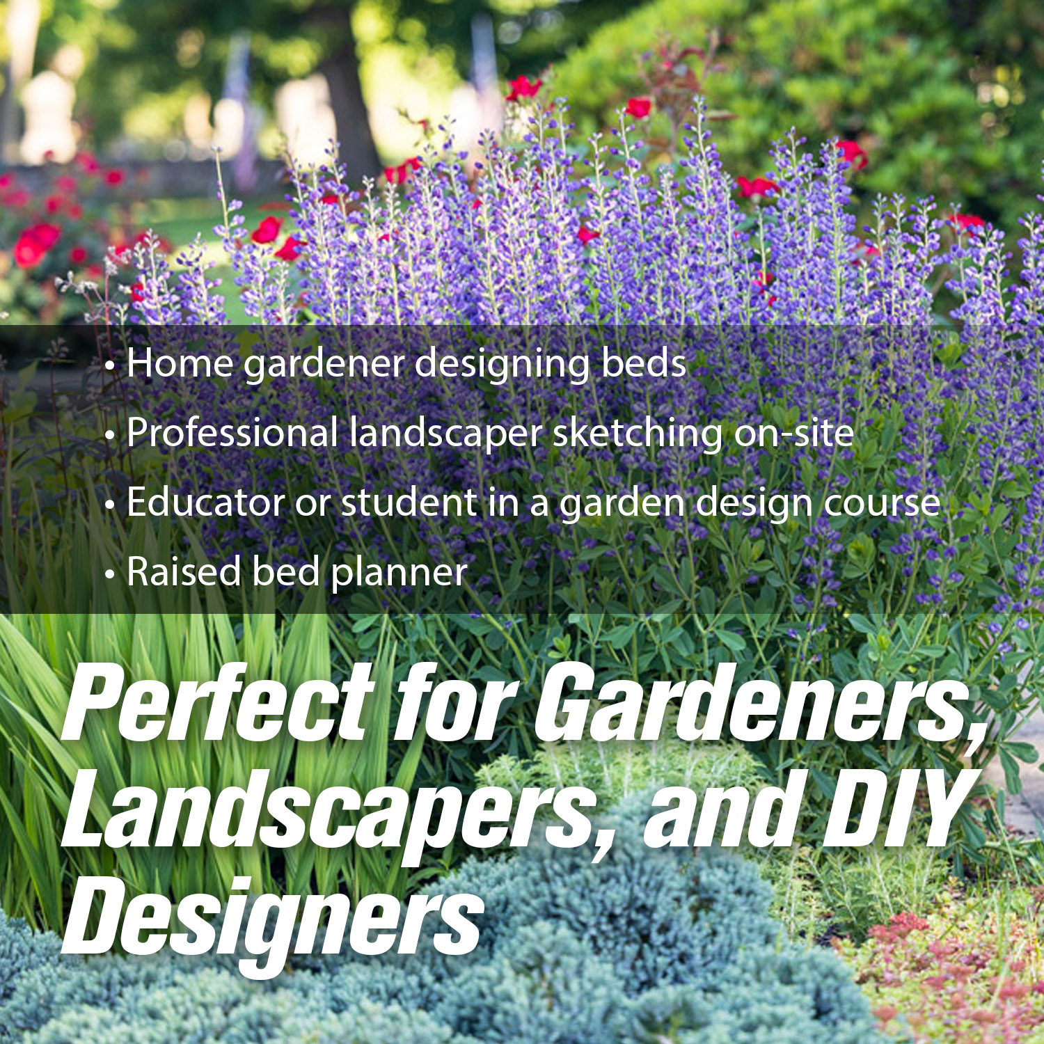 Garden Tutor Multiscale Garden & Landscape Design Kit, 12-Inch Flexible Curve Ruler, 40-Sheet Graph Paper, 2 Translucent Yellow Stencils