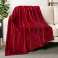 thumbnail image 2 of PAVILIA Soft Fleece Burgundy Dark Red Throw Blanket for Couch, Lightweight Plush Warm Blankets for Bed, Fuzzy Cozy Flannel Blanket Throw for Sofa, Travel, Jacquard Pattern, Wine Red, Twin, 60x80 inch, 2 of 9