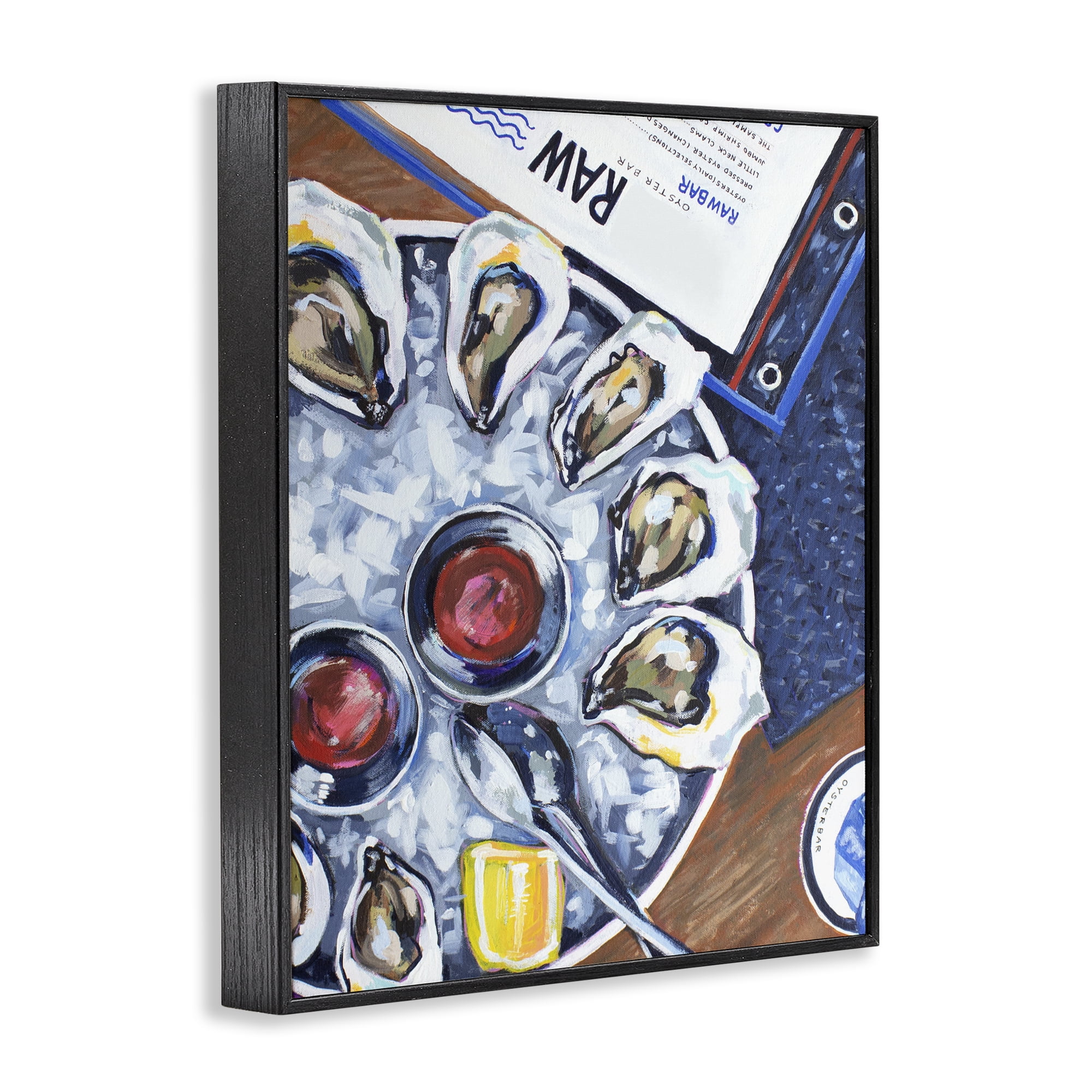 Stupell Industries Oysters on Ice Black Framed Giclee Art, design by Rachel Nerney