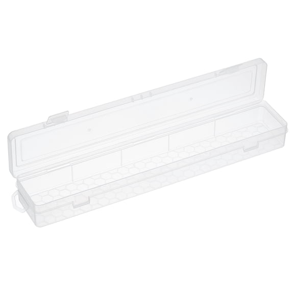 Uxcell Art Supply Storage Organizer, Art Craft Tool Box Supplies with Buckle for Brushes Paints Stamps, Transparent, 13.58 x 1.46 x 2.56 inch