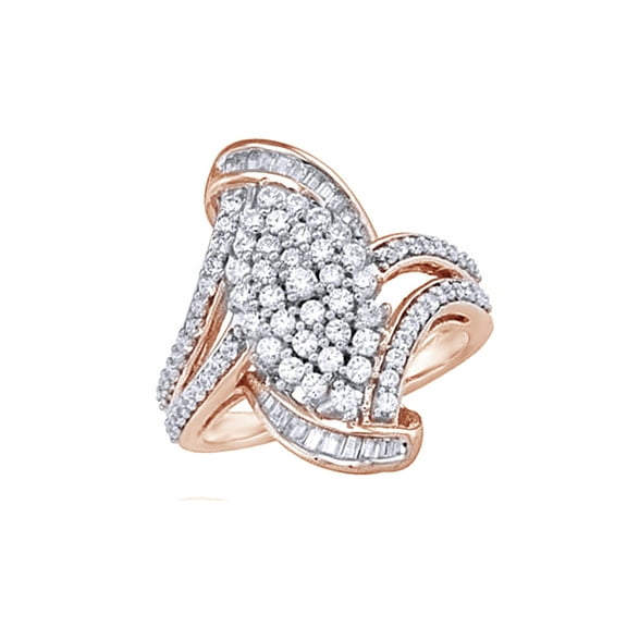 AFFY White Natural Diamond Cluster Ring In 10k Rose Gold (1 Cttw)
