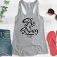 thumbnail image 2 of She Is Strong Tank Top, Ladies Racerback Tank Top, Empowered Tank, Jesus Tank, Scripture Tank Proverbs Tank, Heather Gray, Large, 2 of 3