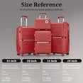 thumbnail image 3 of Tyethy Luggage Sets 4 Pcs PP Hardshell Lightweight Suitcase Set 24" 28" Expandable Luggage with TSA Lock Spinner Wheels, Red, 3 of 9