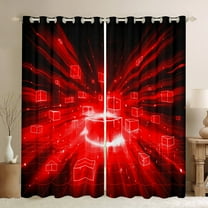 Erosebridal Plaid Grid Curtains Pack of 2 (42Wx63L),Geometric Checkerd 30%-50% Black Out Curtains,Futuristic Cubes Curtains for Living Room,Geometric Bedroom Decor
